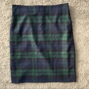 Plaid wool pencil skirt